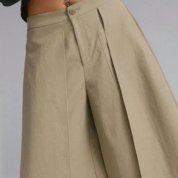 Khaki Casual Women's Asymmetrical Wide Leg Skirt - Picture 6 of 6